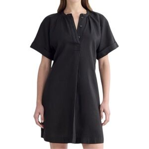 Everlane NWT Women’s Size M Black Linen Short Sleeve Popover Mini Dress